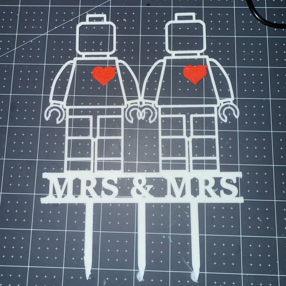 White and Red Mrs & Mrs Cake Topper
